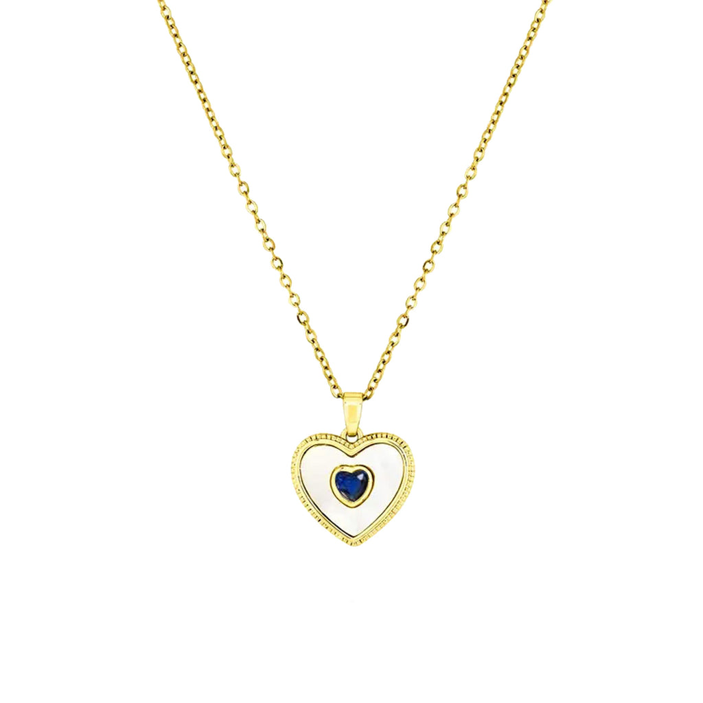 Jmtth Heart in Heart Necklace Blue
