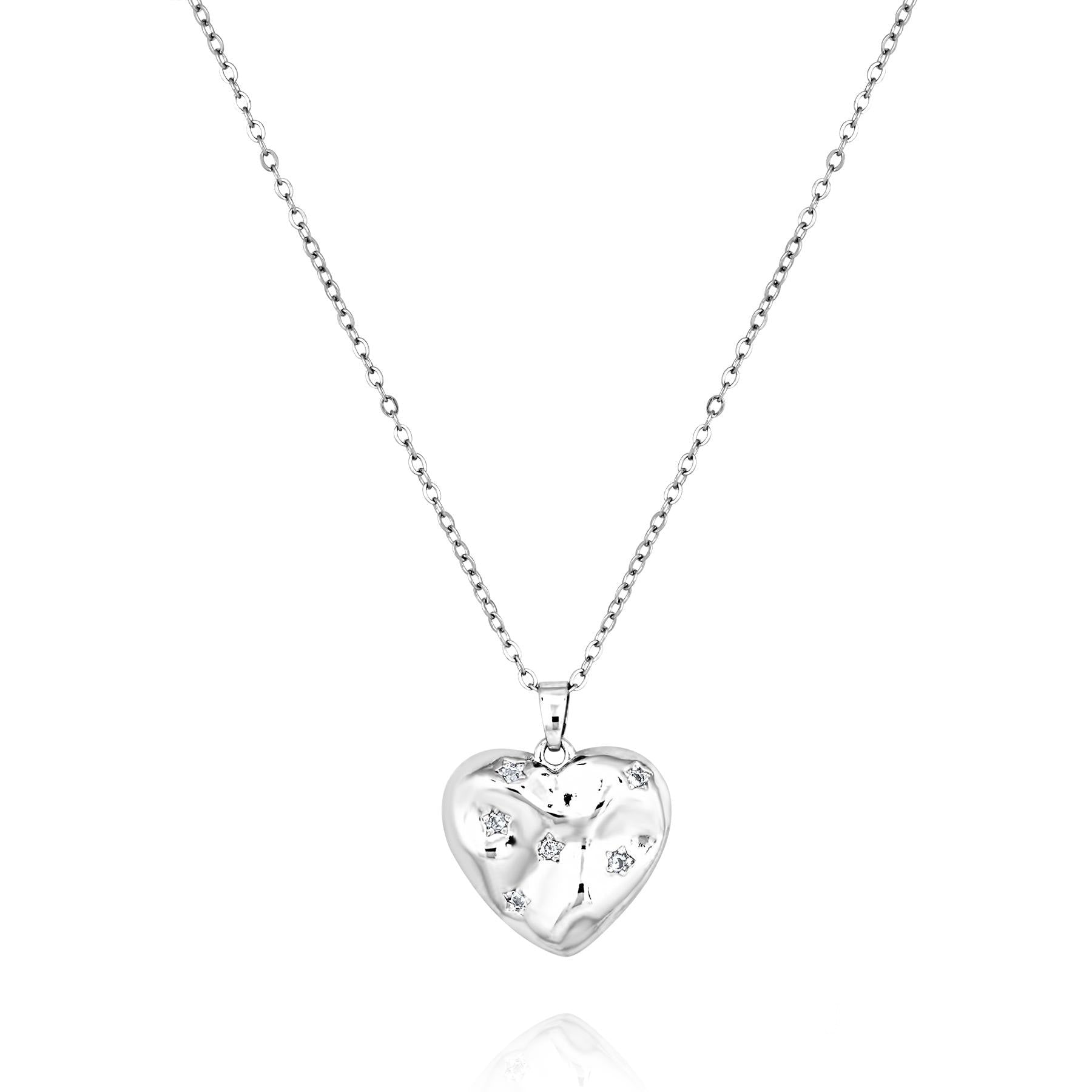 Jmtth Wounded Heart Necklace Silver