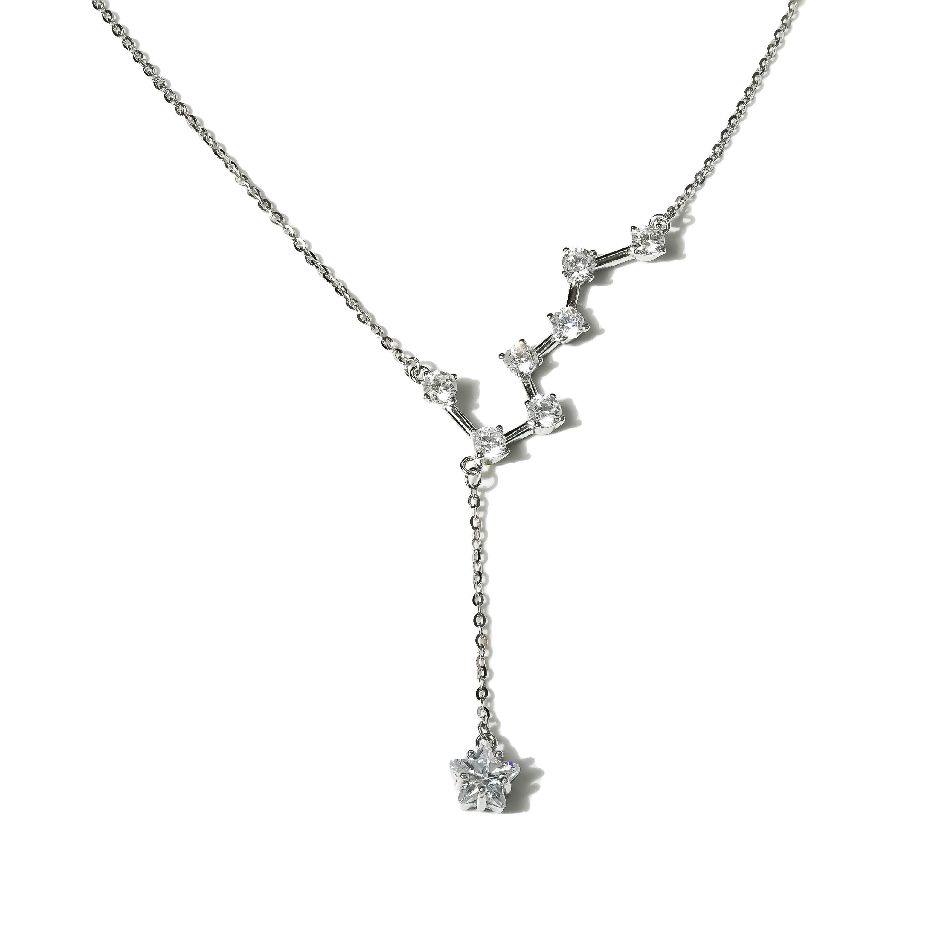 Jmtth Zodiac Constellation Necklace Silver Stardust