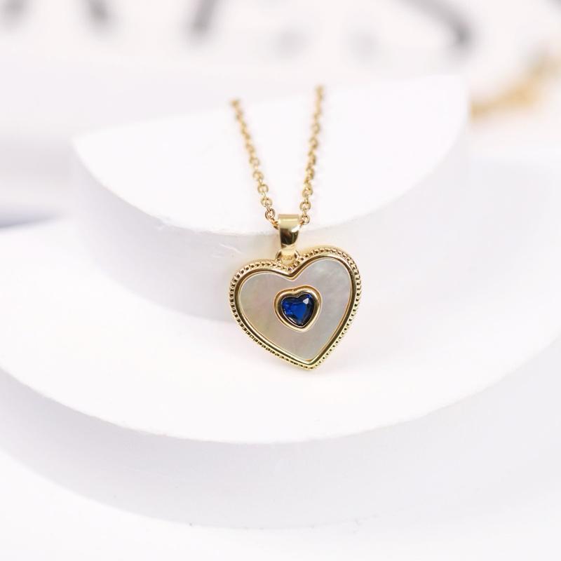 Jmtth Heart in Heart Necklace Blue