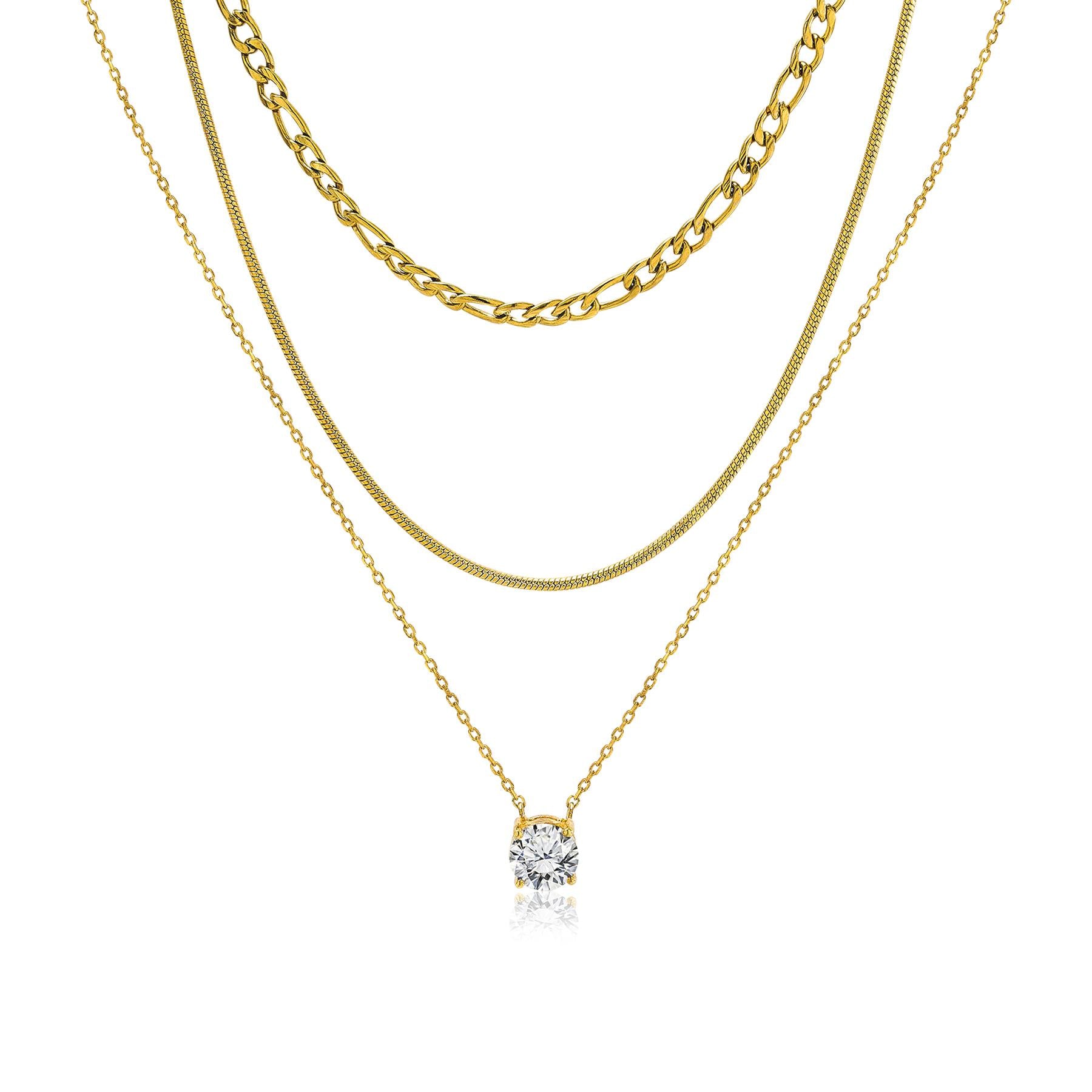 Jmtth Beautiful Brilliant Necklace Set 3 Pieces