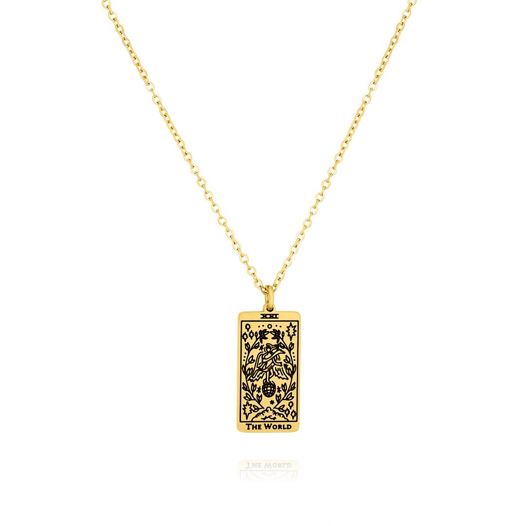 Jmtth Tarot Necklace The World