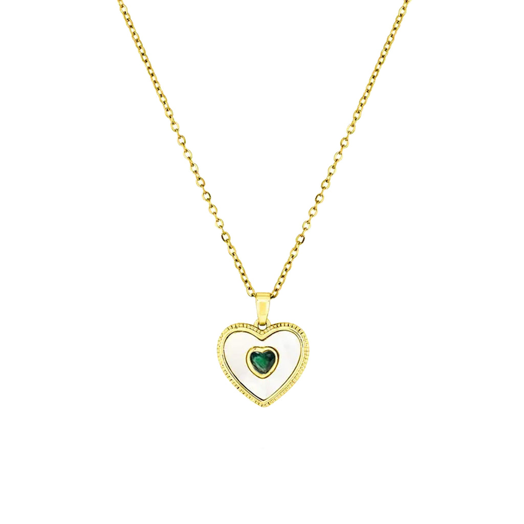 Jmtth Heart in Heart Necklace Green