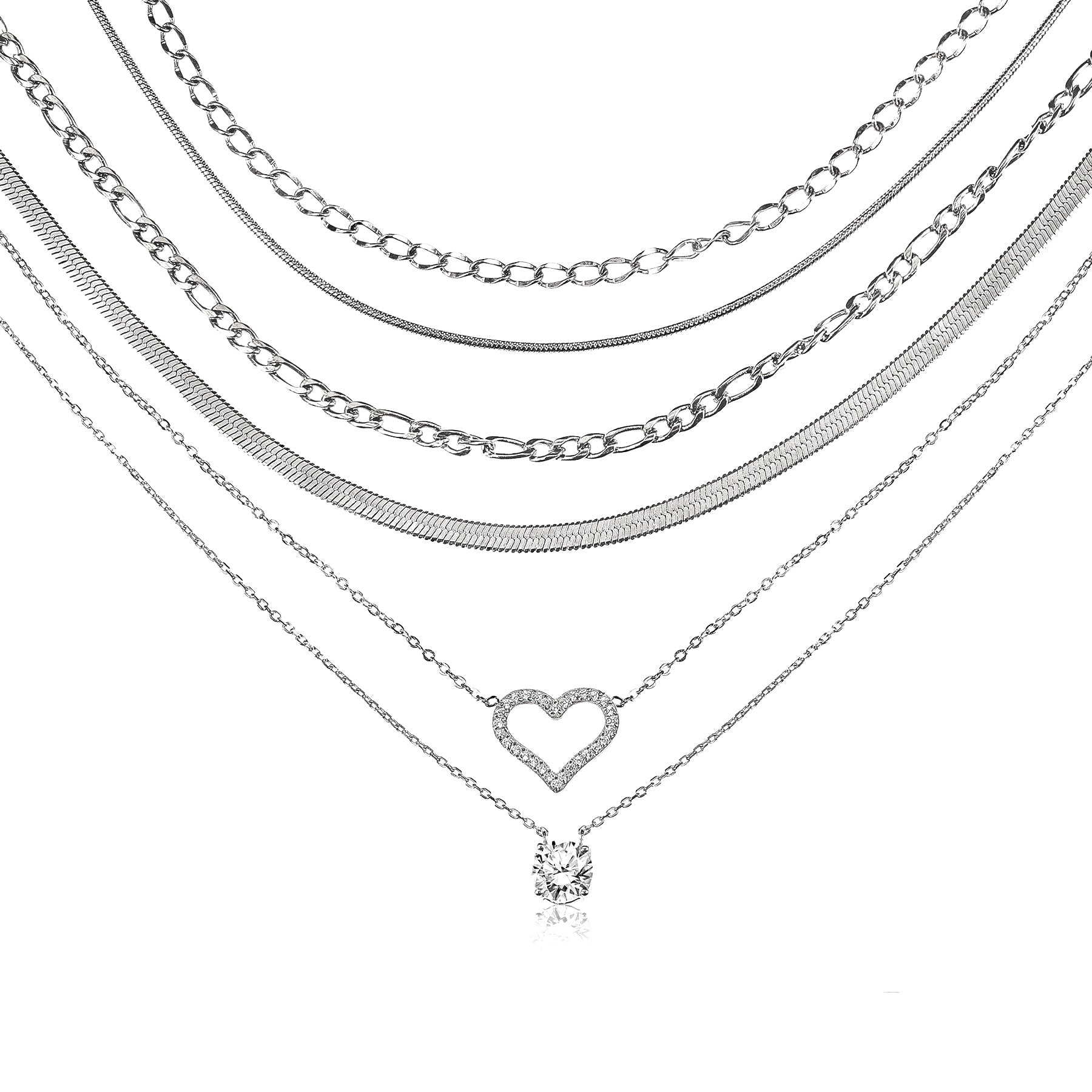 Jmtth Gorgeous Necklace Set 6 Pieces White