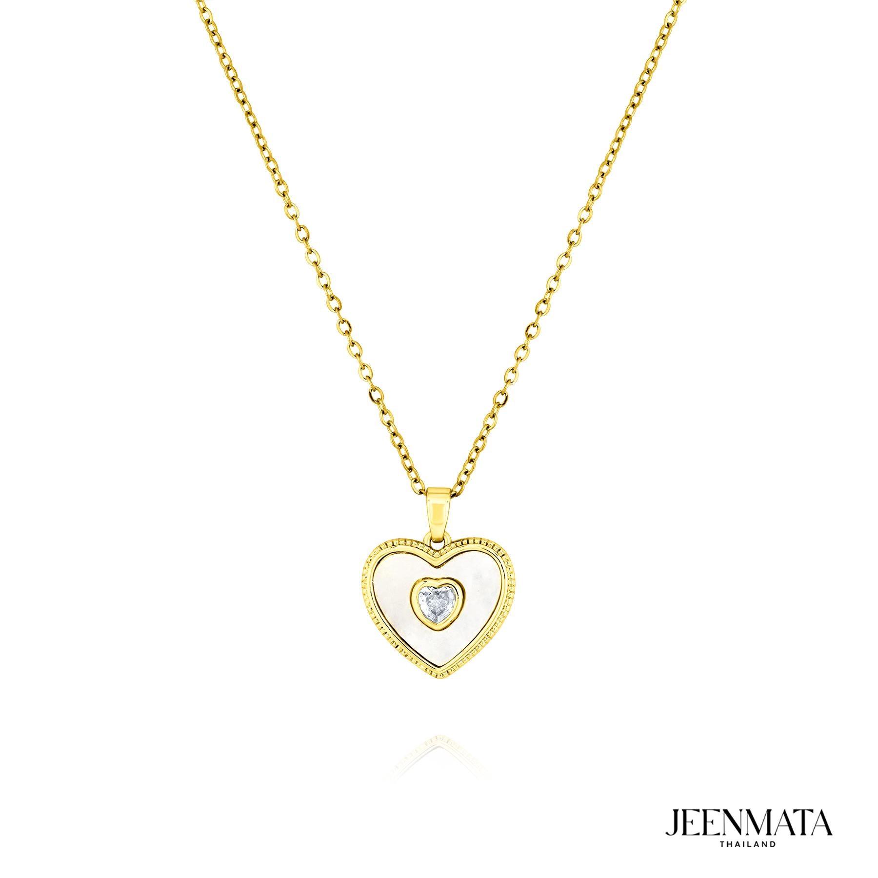 Jmtth Heart in Heart Necklace White