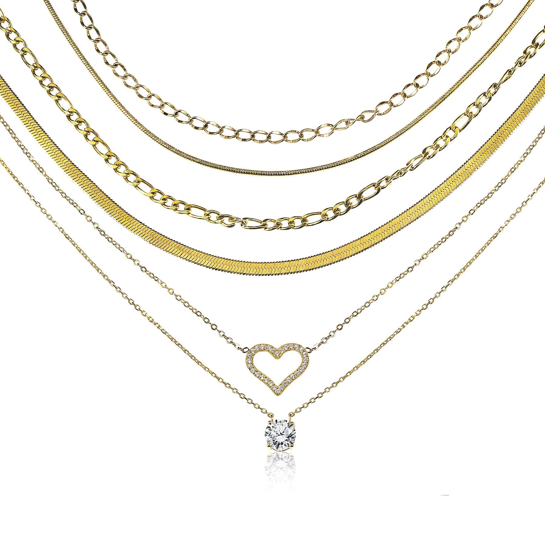 Jmtth Gorgeous Necklace Set 6 Pieces Yellow