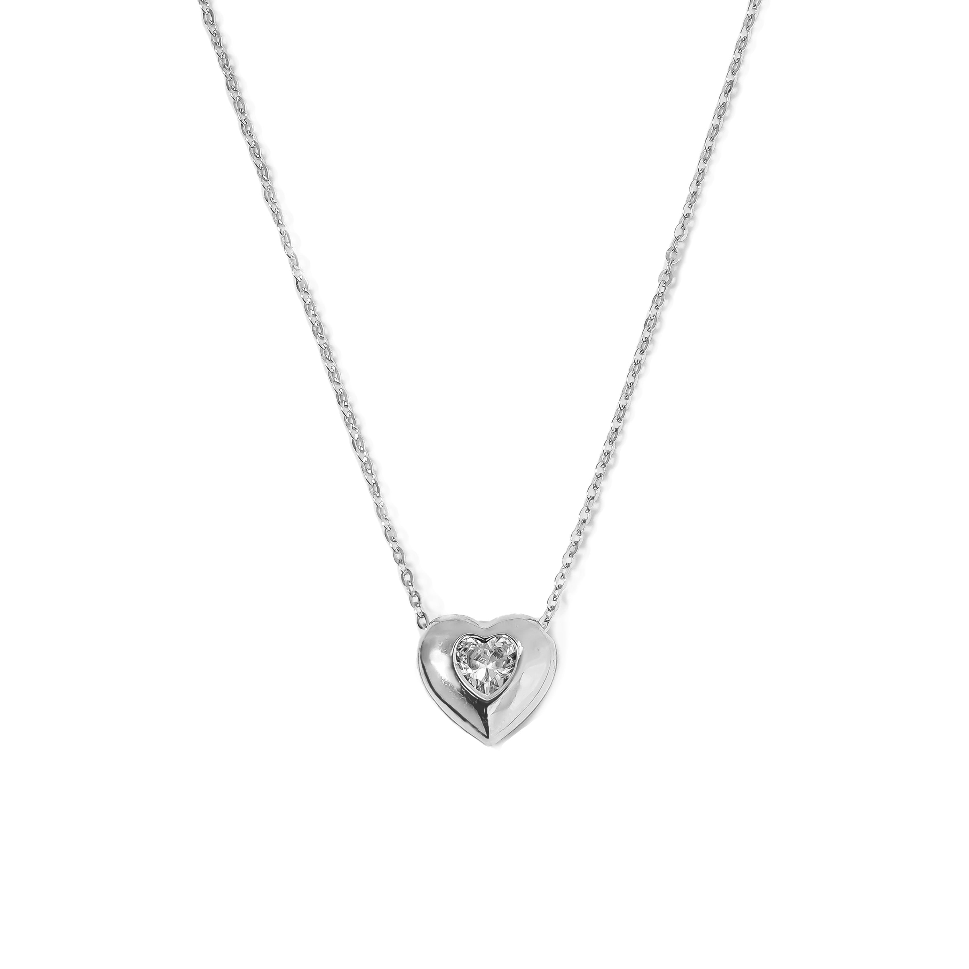 Jmtth Mini Heart Necklace Silver